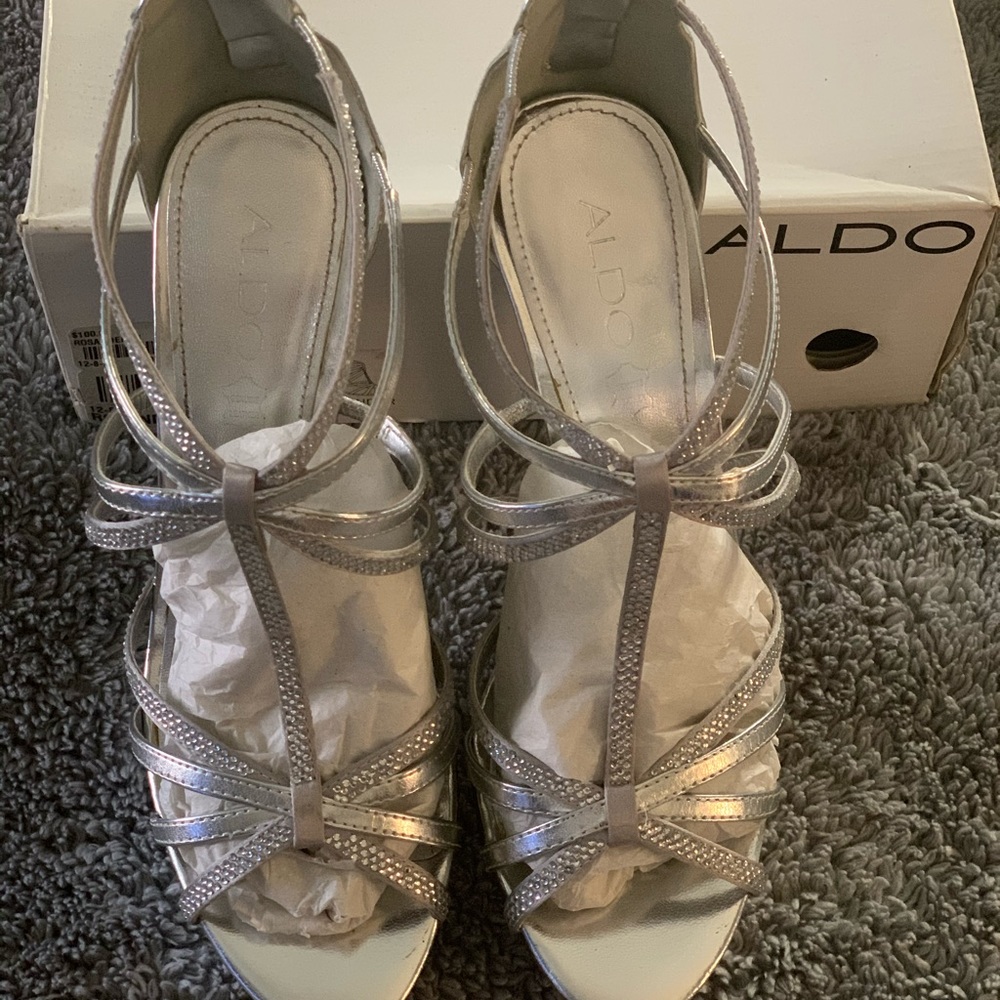 ALDO Silver Open Toe Shoes